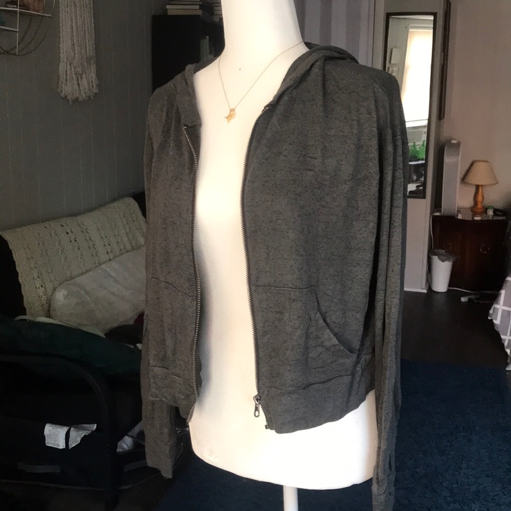 Prince & Fox Gray Cropped Zip-up Hoodie